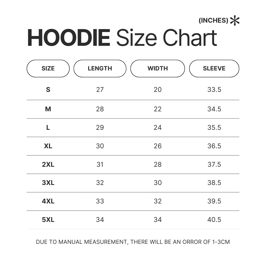Hoodie Size Chart - Elden Ring AU Store