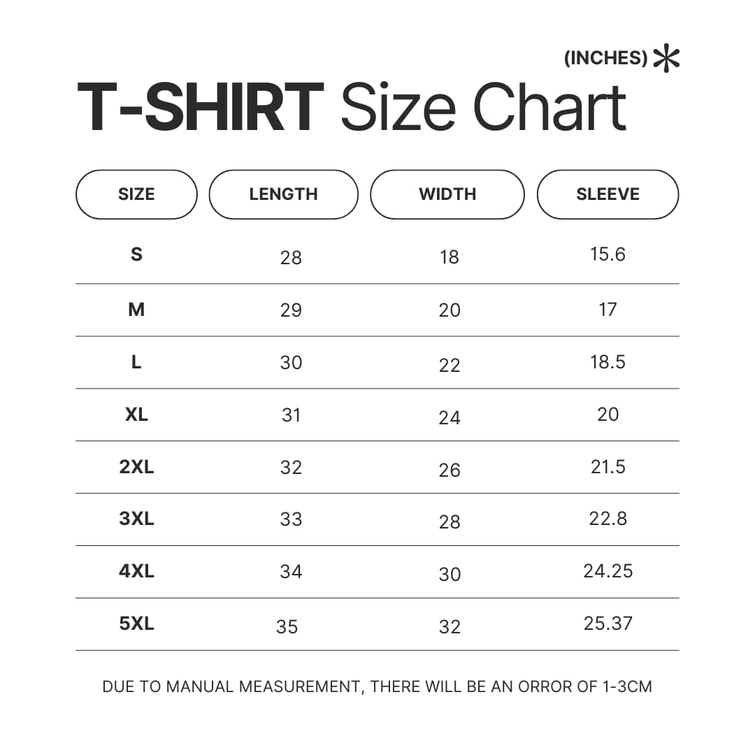 T shirt Size Chart - Elden Ring AU Store