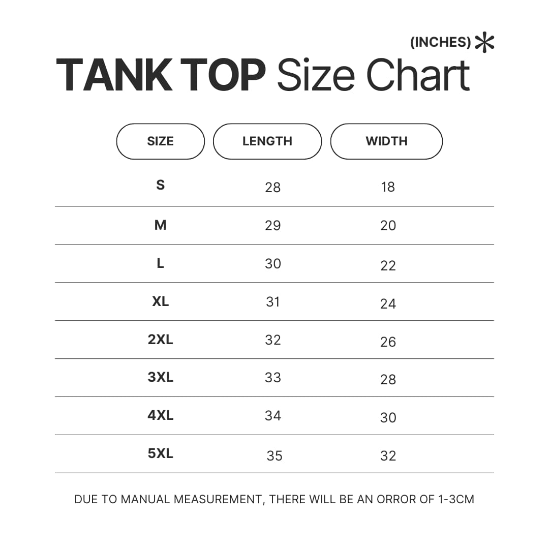 Tank Top Size Chart - Elden Ring AU Store
